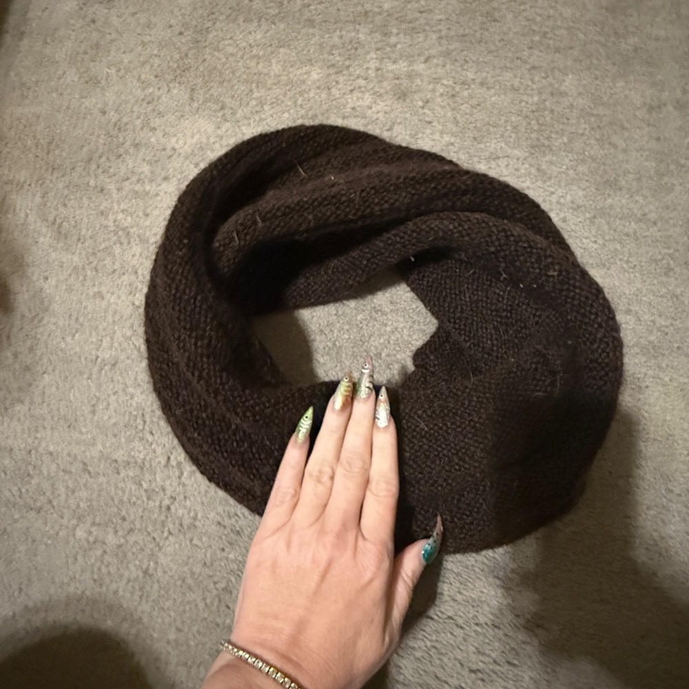 Brown Knit Infinity Scarf Women’s Cozy Winter Loop Scarf Soft Knit